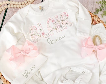 Going home outfit baby outfit girl Personalized Baby Girl Outfit Set Soft Pink Coming Home Outfit Baby Girl Shower Gif Newborn Outfit