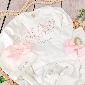Going home outfit baby outfit girl Personalized Baby Girl Outfit Set Soft Pink Coming Home Outfit Baby Girl Shower Gif Newborn Outfit