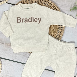 Personalized Baby Jogger Set: Oatmeal Heather Outfit