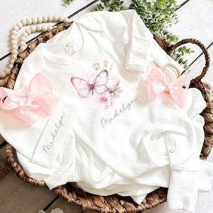 Newborn girl coming home outfit pink butterfly baby girl coming home outfit newborn girl coming home newborn outfit baby girl clothes