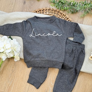 Personalized baby jogger set Custom baby boy outfit Neutral baby gift set baby clothing set Baby name outfit set jogger set for babies