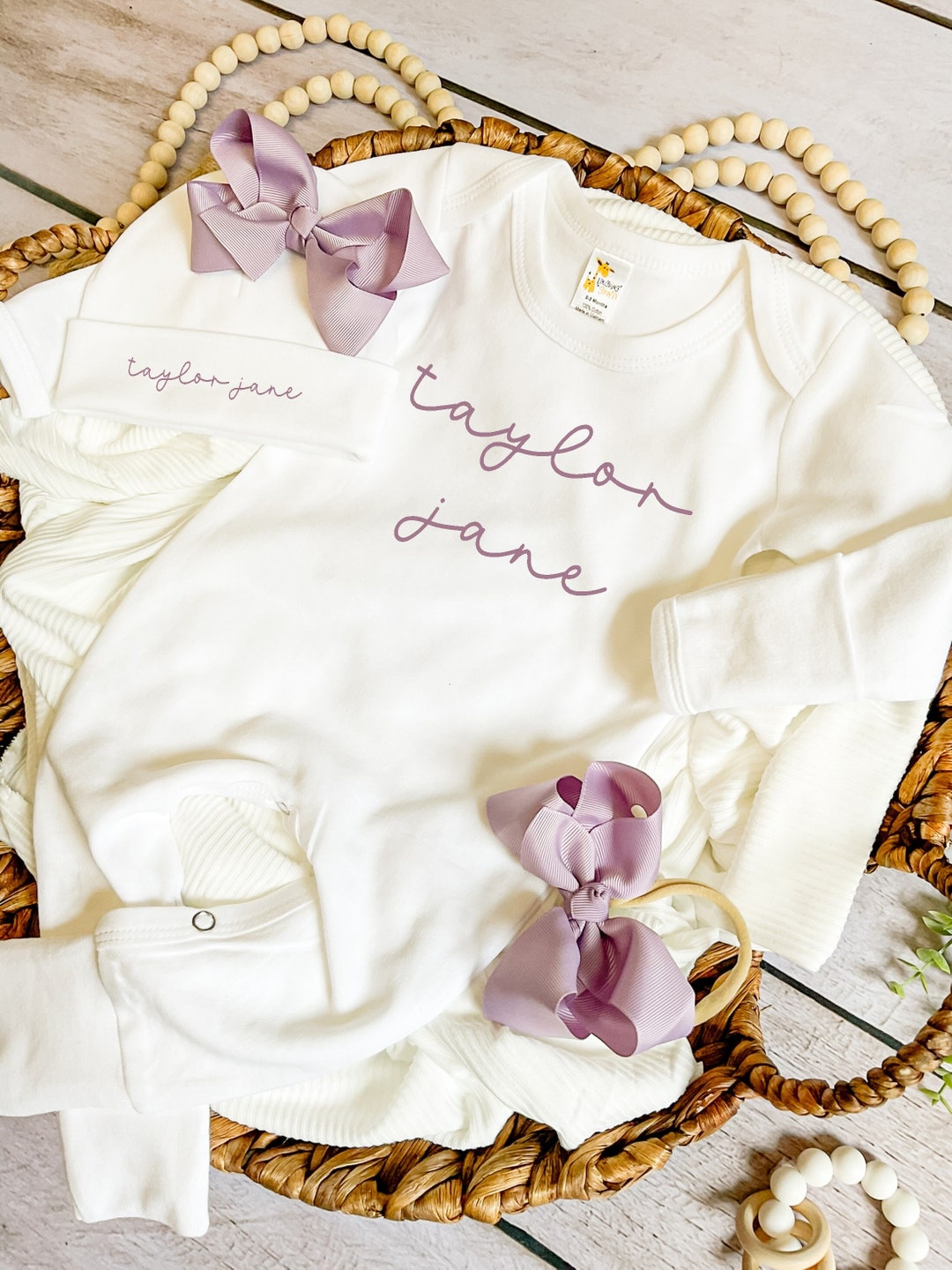 Purple Name Newborn Outfit Personalized Baby Girl Outfit Purple Coming