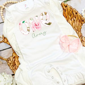 baby first birthday girl first birthday outfit Pink Floral Girls Personalized Birthday Outfit  for girl First Birthday Outfit for Girl