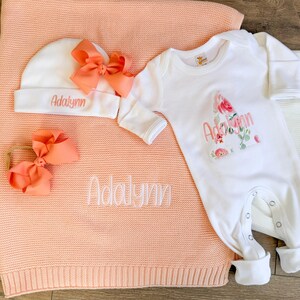 Personalized Baby Outfit: Take Home Newborn Girl Clothing Custom Name Embroidered Romper Coming Home Bring Baby Girl Gift Shower Keepsake image 9