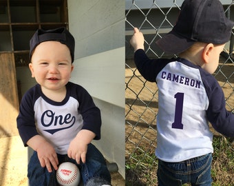 Baseball Birthday Shirt - Boys Birthday Shirt - First Birthday Shirt Boy - First Birthday Shirt -Navy and White Baseball Birthday Shirt