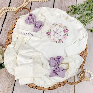 Newborn girl coming home outfit baby girl coming home outfit baby coming home outfit girl personalized baby girl going home outfit Purple