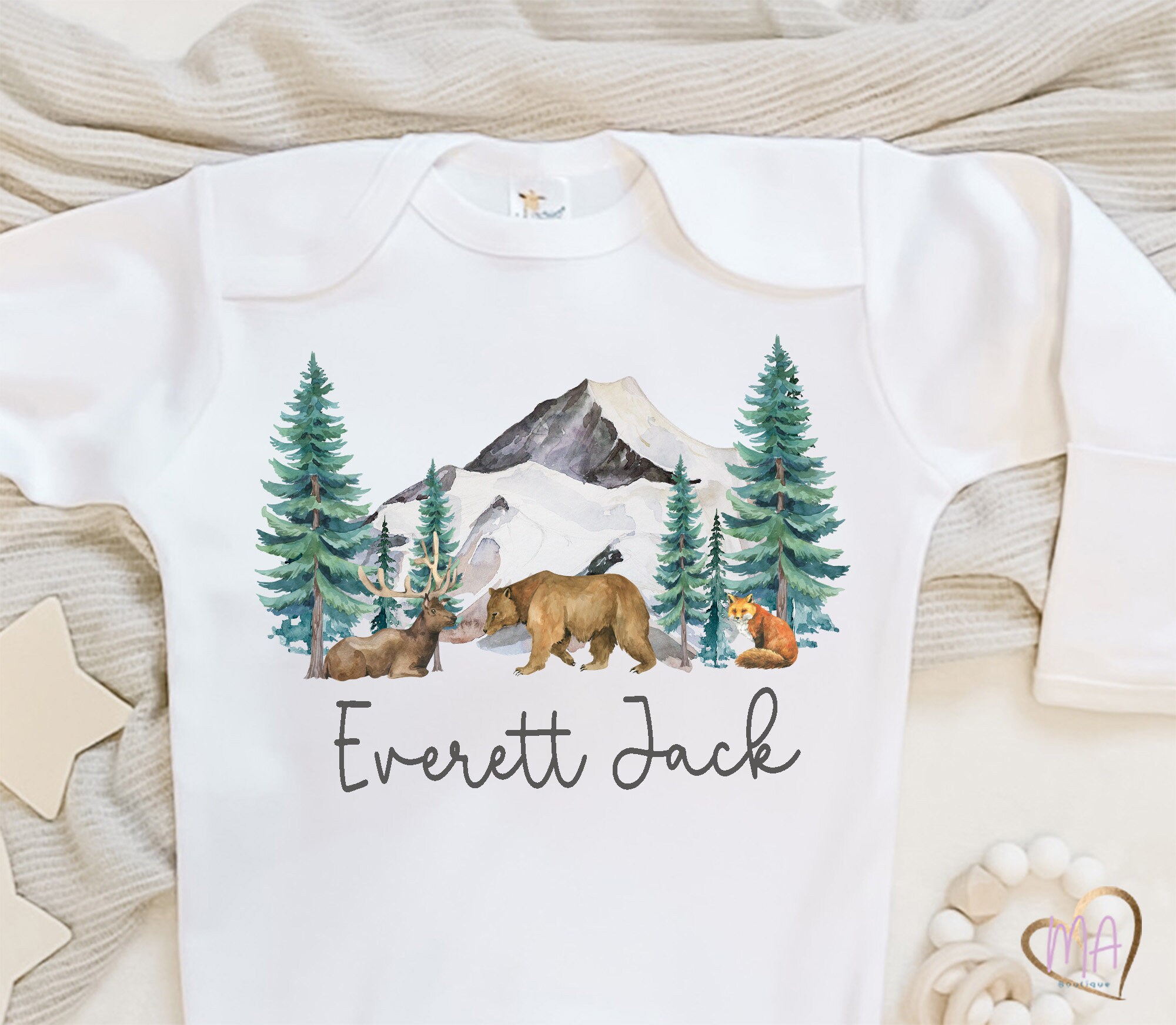 Woodland Animals Baby Boy Outfit Baby Boy Coming Home Outfit Etsy