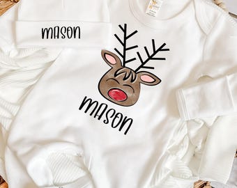Reindeer Christmas Outfit Baby Boys Christmas Outfit Reindeer Christmas Romper First Christmas Outfit  boys Christmas Christmas Outfit