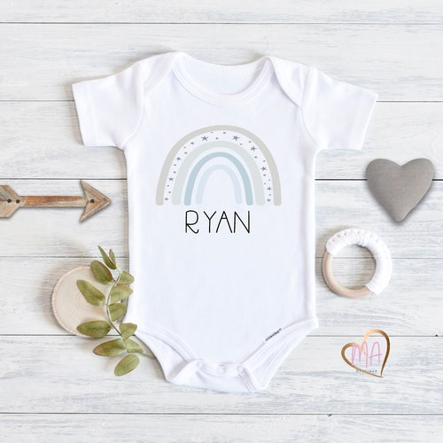 Rainbow Baby Onesie® Baby Boy Onesie® Personalized Name Etsy