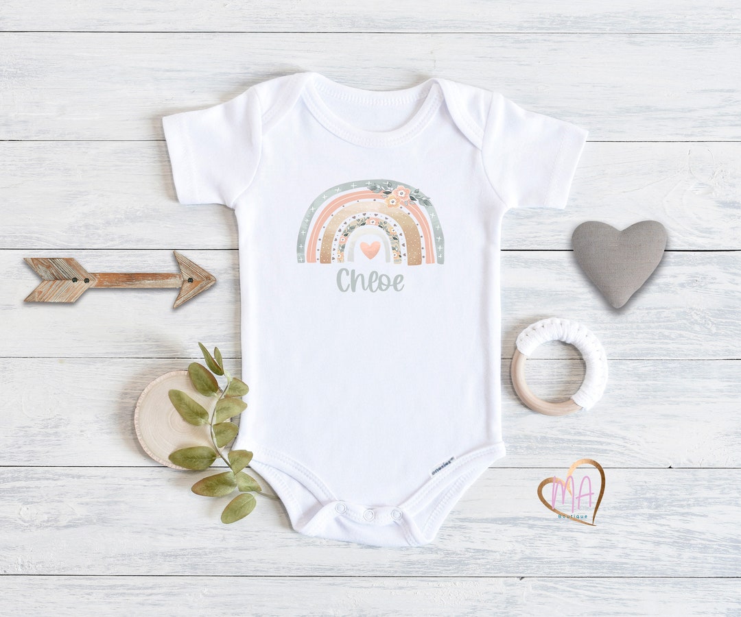 Personalized Boho Rainbow Baby Girl Onesie® Baby Girl Name Etsy