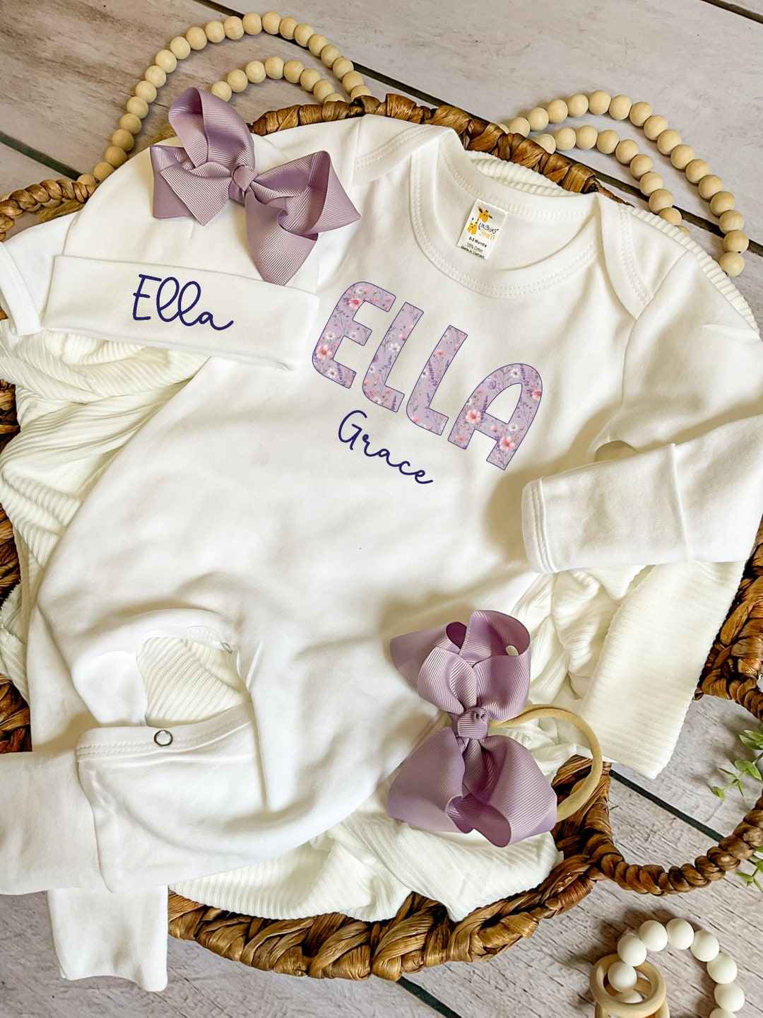 Purple Floral Newborn Girl Coming Home Clothes Newborn Outfit