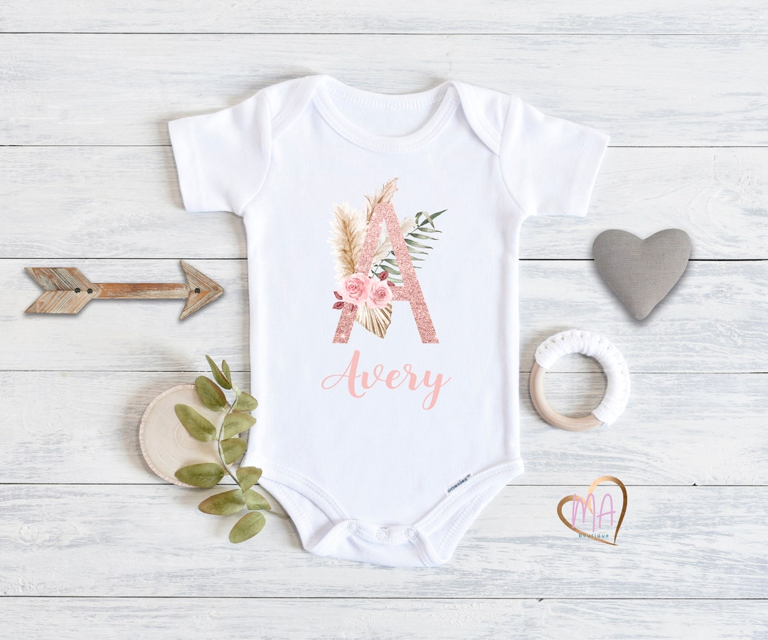 Personalized Baby Girl Onesie® Baby Girl Name Onesie® for Girl Flower Onesie® Girl Baby Name