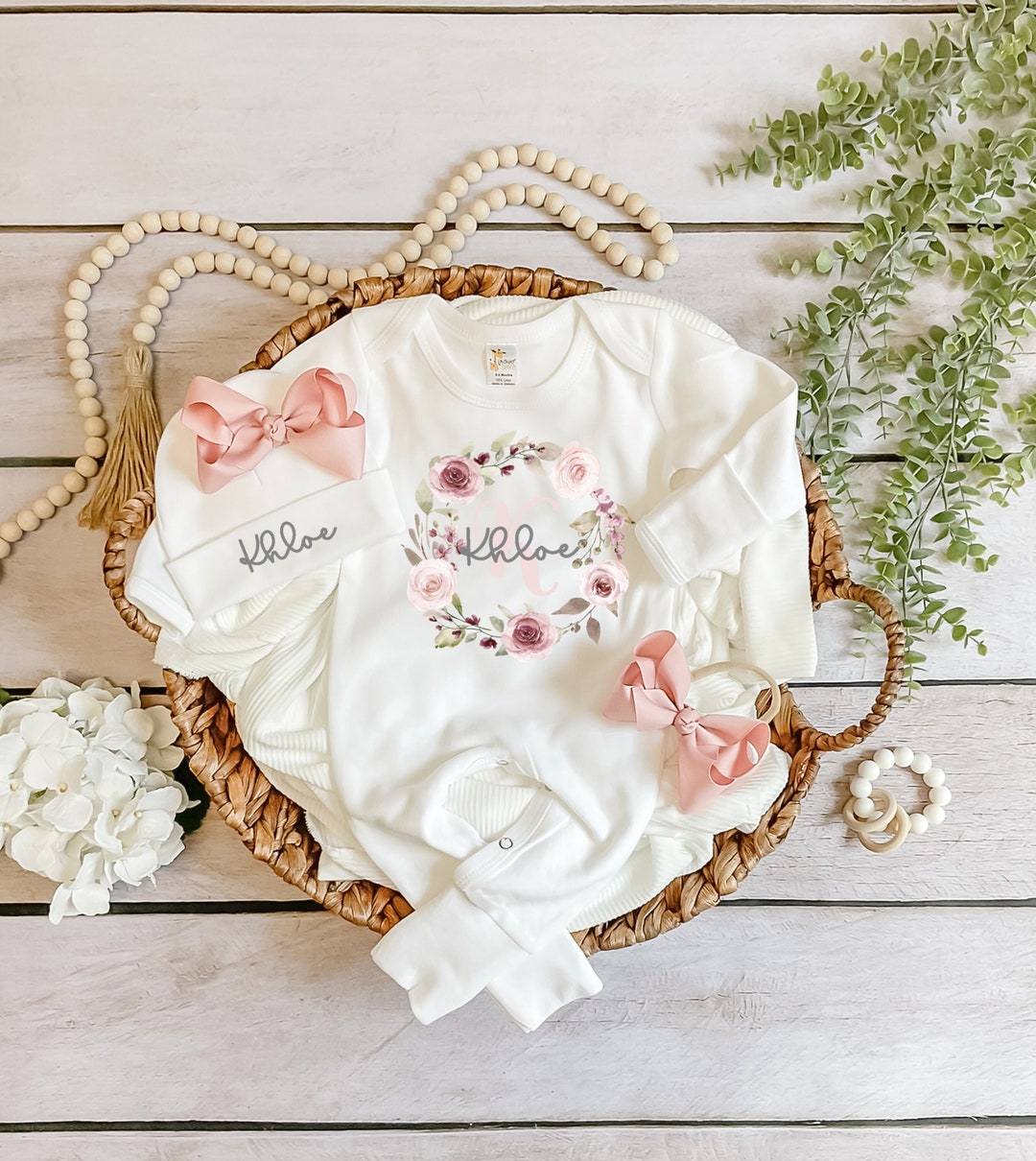 Baby Girl Coming Home Outfit, Baby Girl Clothes, Personalized Baby Girl Set, Newborn Coming Home