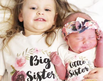 Floral Big Sister Little Sister Outfit – Matching Shirts
