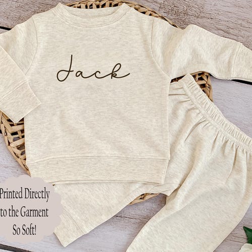 Personalized Baby Jogger Set Custom Baby Boy Outfit Neutral Baby