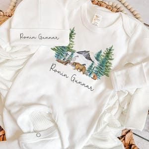 Woodland animals baby boy coming home outfit newborn boy coming home outfit baby boy going home outfit boy baby boy gift newborn boy outfit