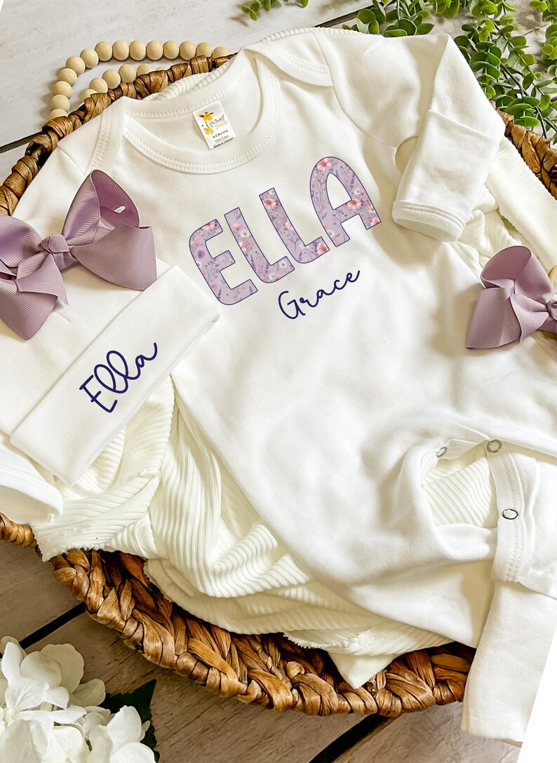 Purple Floral Newborn Girl Coming Home Clothes Newborn Outfit