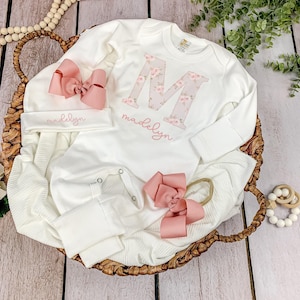 Baby Girl Coming Home Outfit Baby Girl Clothes Newborn Girl  Coming Home Outfit Personalized Baby Girl Newborn Girl Clothes Pink Floral Baby