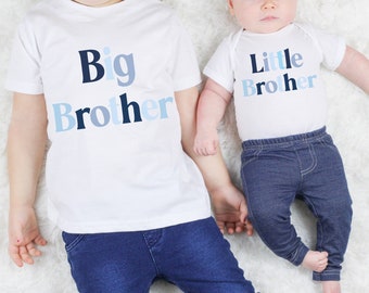 Chemises bleu grand frère petit frère - chemises frères et sœurs - chemise grand frère - chemise petit frère - t-shirt grand frère petit frère