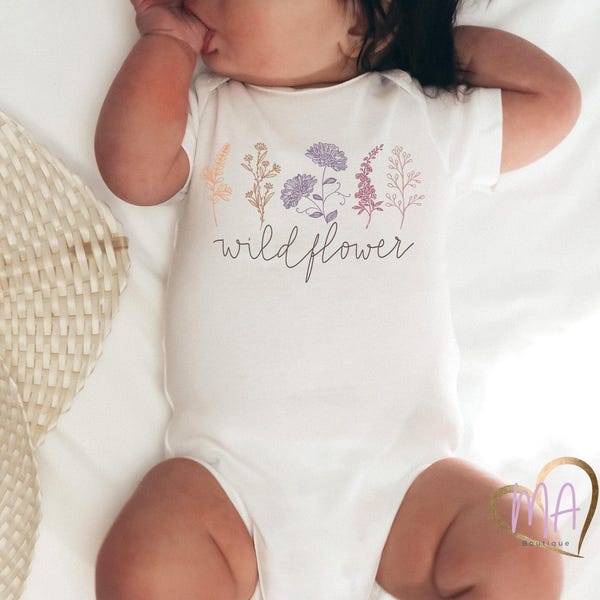 Baby Girl Wildflower Bodysuit Baby in Bloom Wildflower baby shower Wildflower first birthday outfit boho baby clothes wildflower