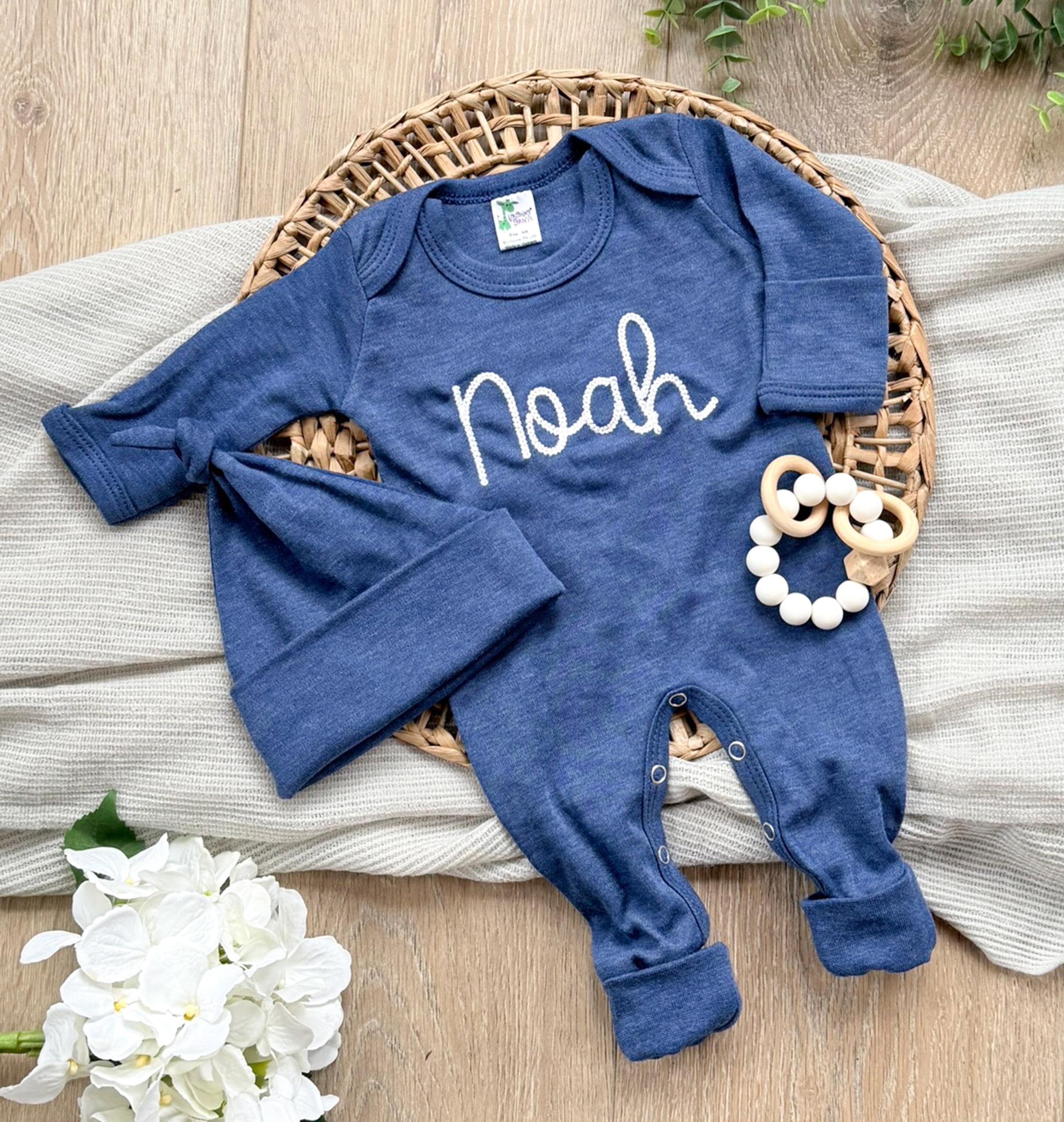 Baby Boy Hospital Outfit Romper and Hat Set: Navy Coming Home Outfit ...