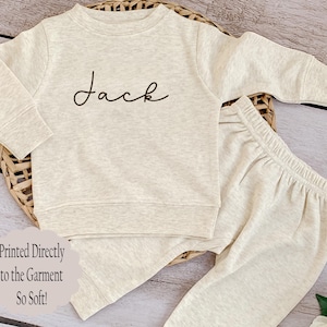 Baby Boy Personalized baby sweatsuit Oatmeal baby outfit Neutral baby clothes Custom baby boy clothing baby shower gift