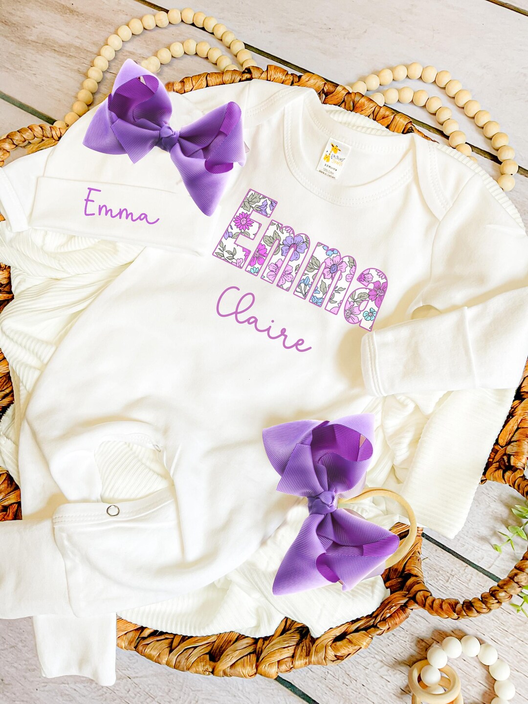 Purple Floral Newborn Girl Coming Home Clothes Newborn Outfit