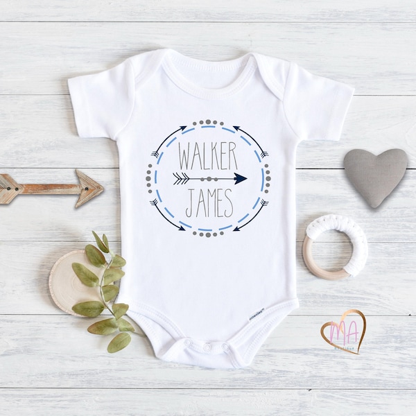 Personalized Baby Boy Bodysuit: Newborn Outfit Photo Prop