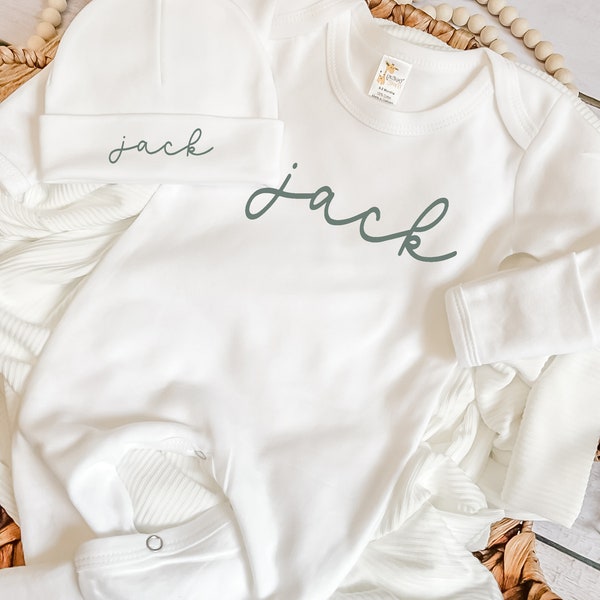 Newborn Boy Coming Home Outfit Baby Boy Clothing New Baby Gift Baby Shower Gift Coming Home Outfit Sage Green Name