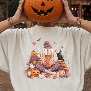 Girls Book Lover T-Shirt: Pumpkin Reading, Fall Reading (100% Cotton)