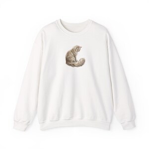 Cat Illustration Crewneck Sweatshirt, Minimalist Cat Design
