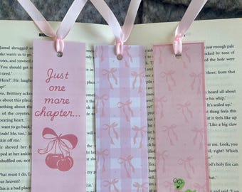 Marcapáginas con lazos coquetos / Bonito marcapáginas rosa pastel / Regalo para amantes de los libros / Colección de marcapáginas / Marcapáginas estético / Regalos para ella