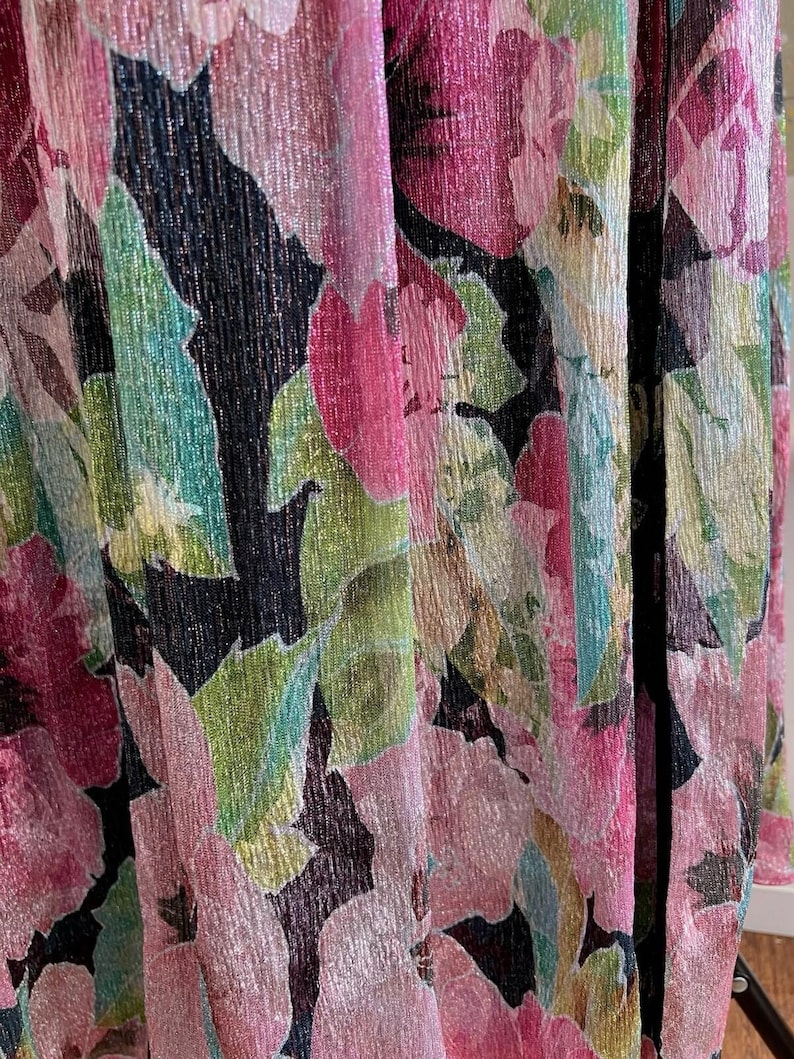 NWT Adrianna Papell Metallic Floral Maxi Dress Sz 8 Pink Green Shimmer Prom Gown image 2