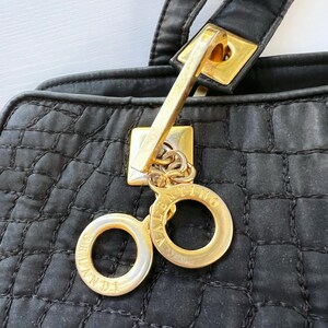 Vintage Valentino Orlandi Black Quilted Leather Shoulder Bag Made in Italy Gold image 3
