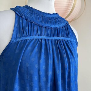 Maeve by Anthropologie Blue Polka Dot Halter Top Size 2 Smocked High Neck Blouse image 2