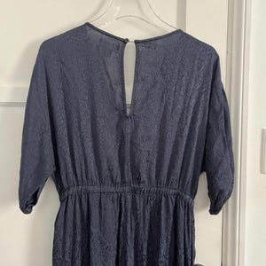 Anthropologie Maeve Jacqueline Jumpsuit Navy Blue Jacquard Textured XS Romper image 7