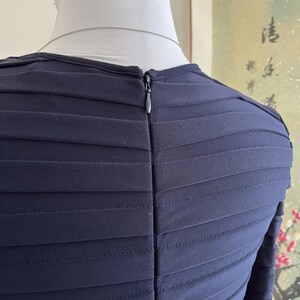 Adrianna Papell Navy Blue Shutter Pleat Dress Bandage Sheath 3/4 Sleeve 4 Formal image 5