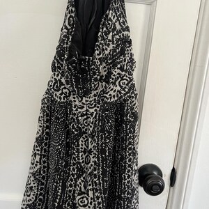 Beth Bowley Silk Halter Dress Size 4 Black White Abstract Geo Anthropologie image 8