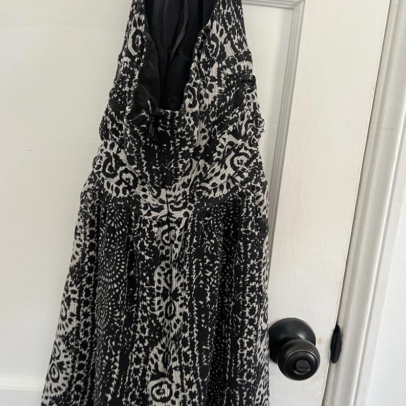Beth Bowley Silk Halter Dress Size 4 Black White Abstract Geo Anthropologie image 8