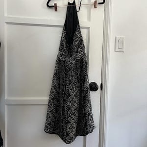 Beth Bowley Silk Halter Dress Size 4 Black White Abstract Geo Anthropologie image 7