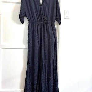 Anthropologie Maeve Jacqueline Jumpsuit Navy Blue Jacquard Textured XS Romper image 1