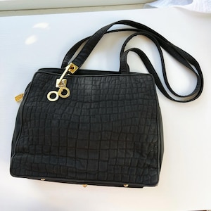 Vintage Valentino Orlandi Black Quilted Leather Shoulder Bag Made in Italy Gold image 1