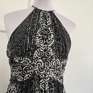 Beth Bowley Silk Halter Dress Size 4 Black White Abstract Geo Anthropologie image 2