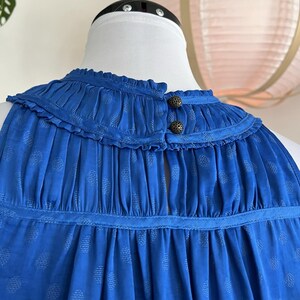 Maeve by Anthropologie Blue Polka Dot Halter Top Size 2 Smocked High Neck Blouse image 4