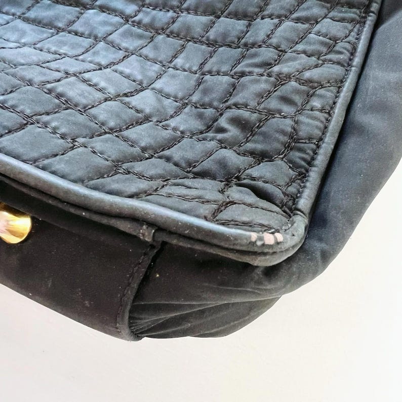 Vintage Valentino Orlandi Black Quilted Leather Shoulder Bag Made in Italy Gold image 9