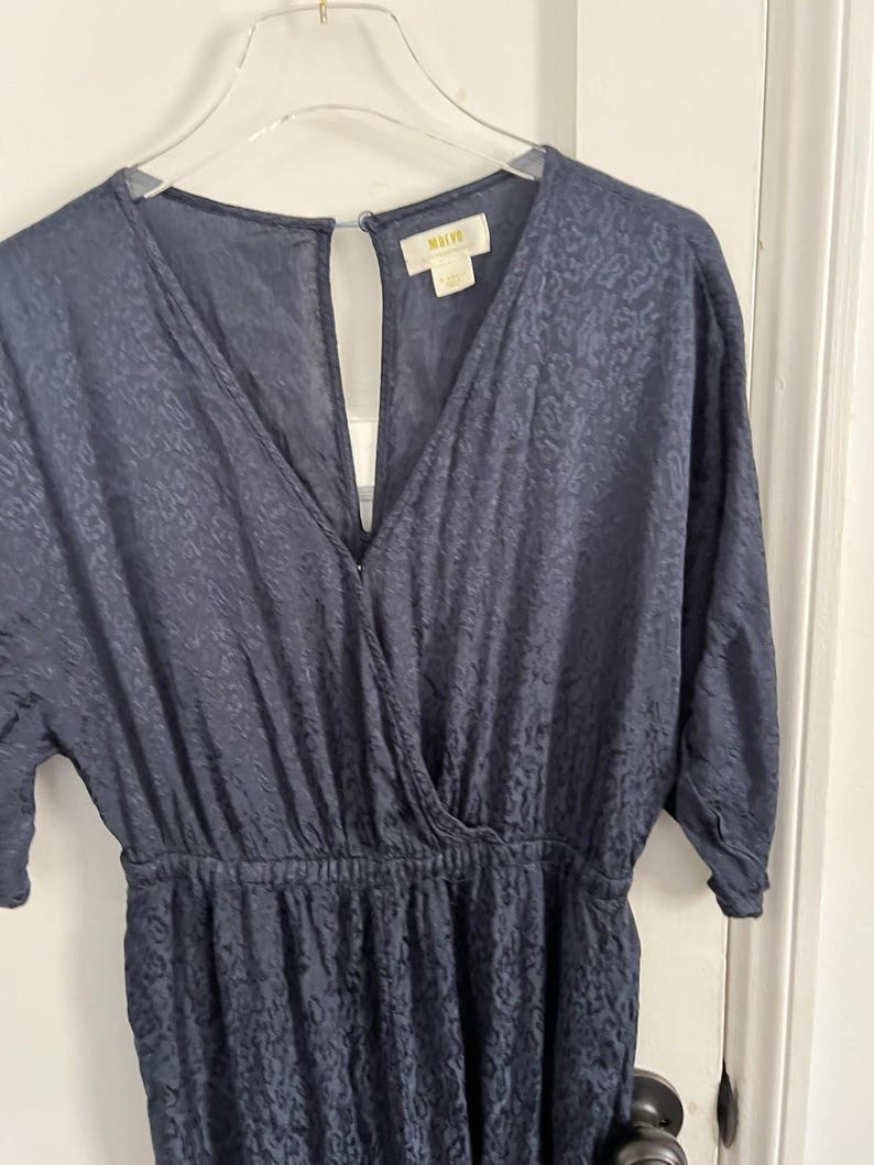 Anthropologie Maeve Jacqueline Jumpsuit Navy Blue Jacquard Textured XS Romper image 4