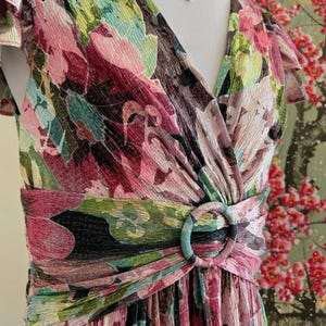 NWT Adrianna Papell Metallic Floral Maxi Dress Sz 8 Pink Green Shimmer Prom Gown image 9