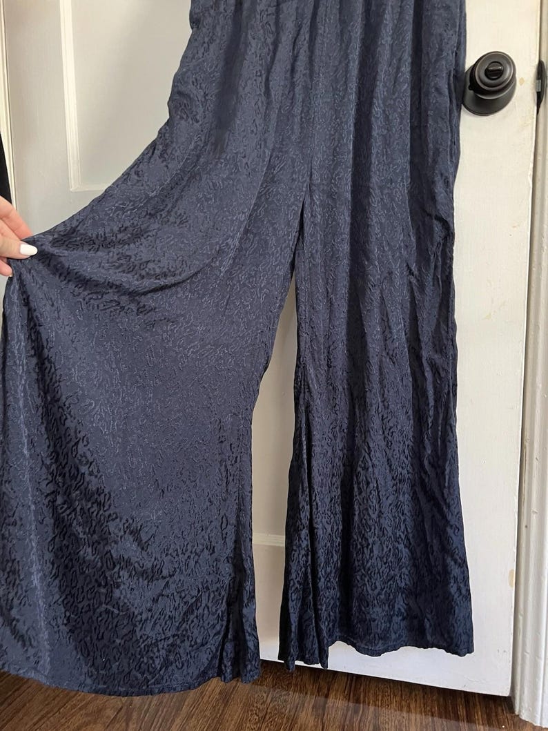 Anthropologie Maeve Jacqueline Jumpsuit Navy Blue Jacquard Textured XS Romper image 3