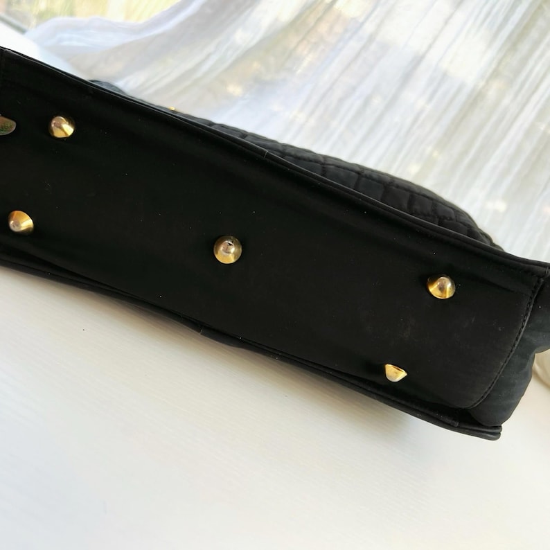 Vintage Valentino Orlandi Black Quilted Leather Shoulder Bag Made in Italy Gold image 5