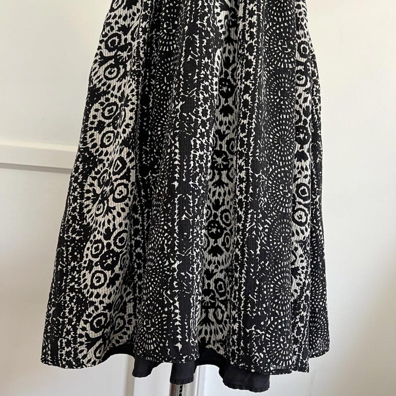 Beth Bowley Silk Halter Dress Size 4 Black White Abstract Geo Anthropologie image 9